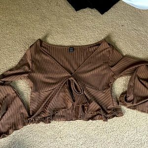 Shein Brown Long Sleeve Top